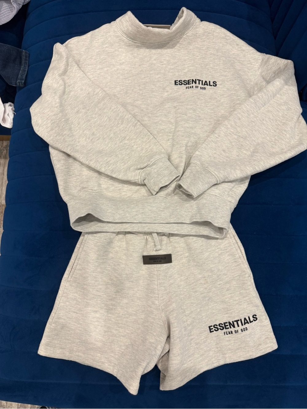 Fear of God Essentials Kids Sweatshirt & Shorts Set in Light Gray